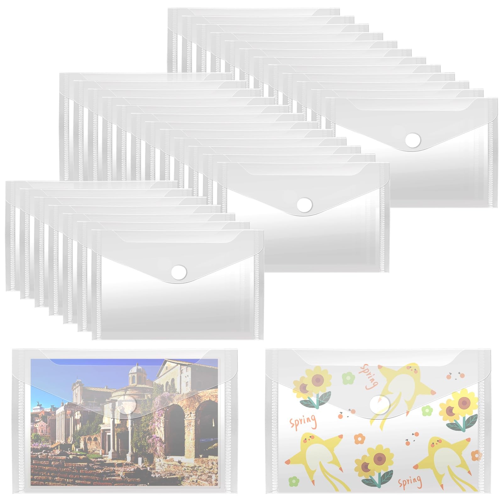 Vmiapxo 40 Pack Stamp and Die Storage Pockets, Reusable Small 4″ x 6″, Clear