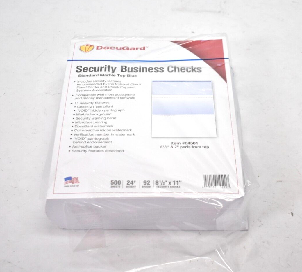 DocuGard Security Business Checks Standard Marble Top Blue 04501 3-1/2″ x 7″