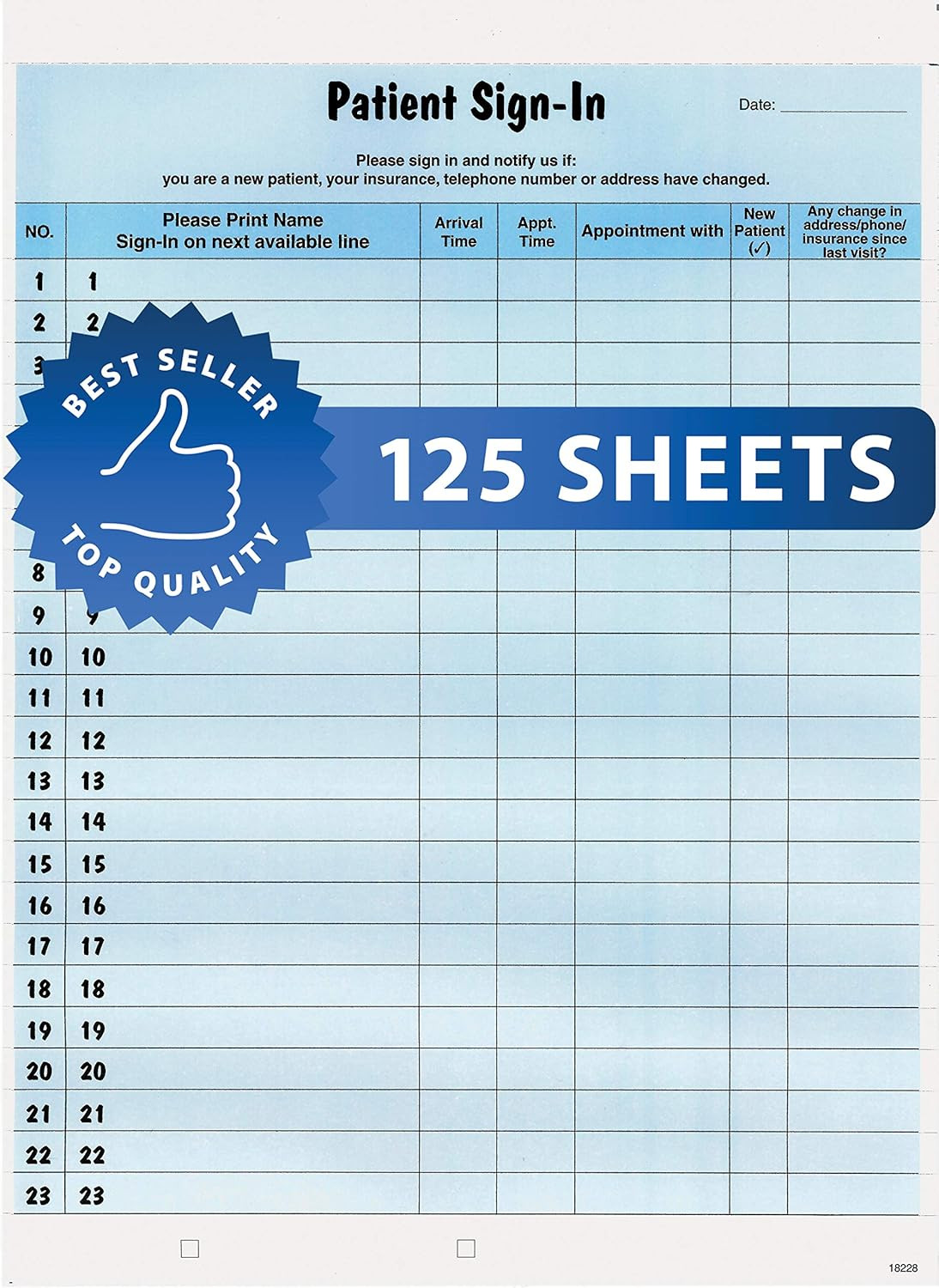 Patient Sign-In Label Forms, 8-1/2″ X 11″ Form, Blue, 23 Labels/Sheet, 125 Sheet