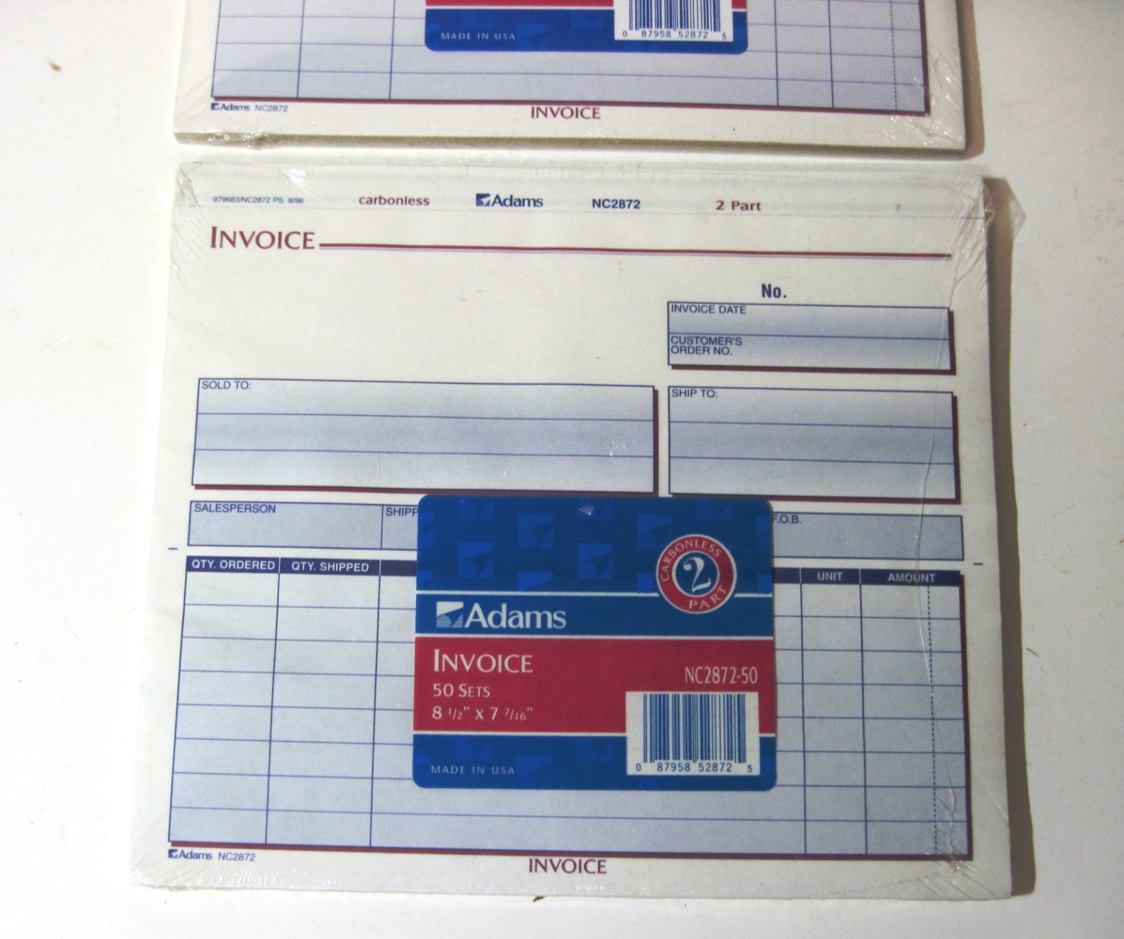 Adams Invoice Forms 2-Part Carbonless 8-1/2″ x 7-7/16″, 2 Sets of 50 (100 Total)