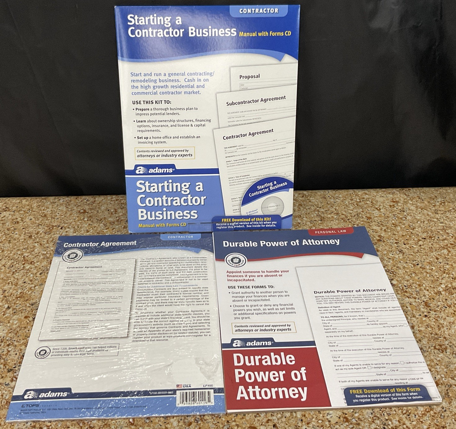 Adams Starting A Contractor Business Manual w Forms CD Contractor Agreement Pw..
