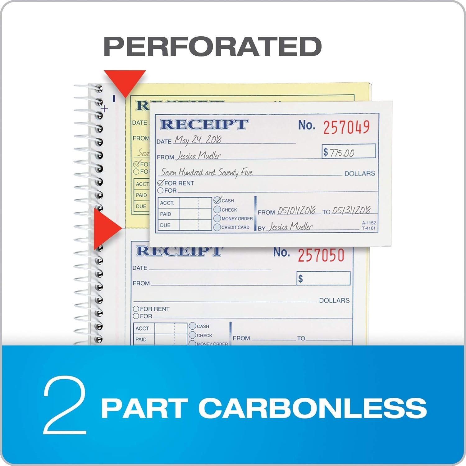 Effortless Tracking with 2-Part Carbonless Money & Rent Receipt Book – 5-1/4″…