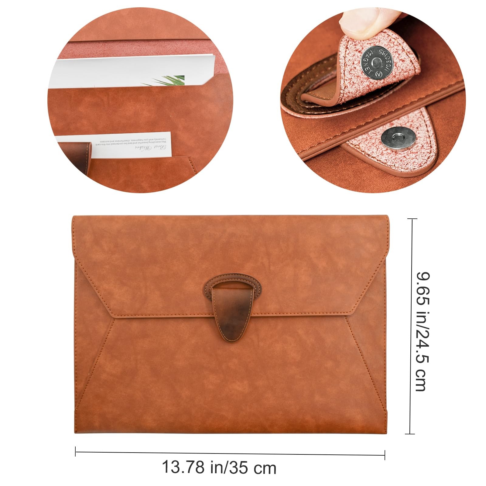 VANRA PU Leather File Folder Document Organizer Holder Waterproof Brown