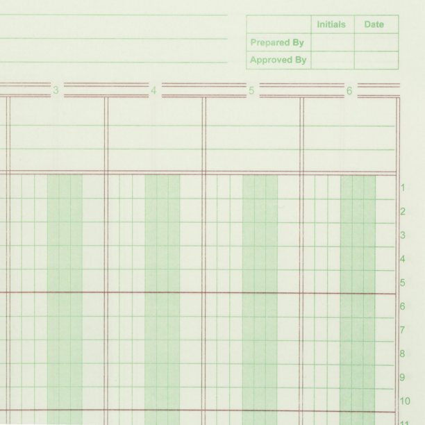 Norcom Columnar Pad, 6 Columns, 11 x 8.5 Inches, 50 Sheets