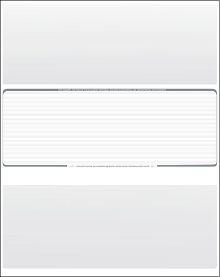 50 Blank Check Stock Paper – Check in Middle – Platinum Pinstripe
