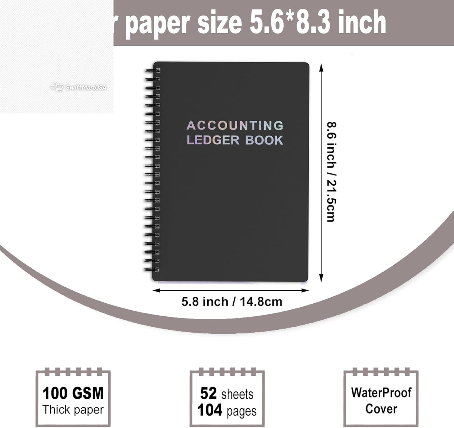 Accounting Ledger Book-A5 Check Register for Small Businesses5.8″ X 8.6″ (Black)