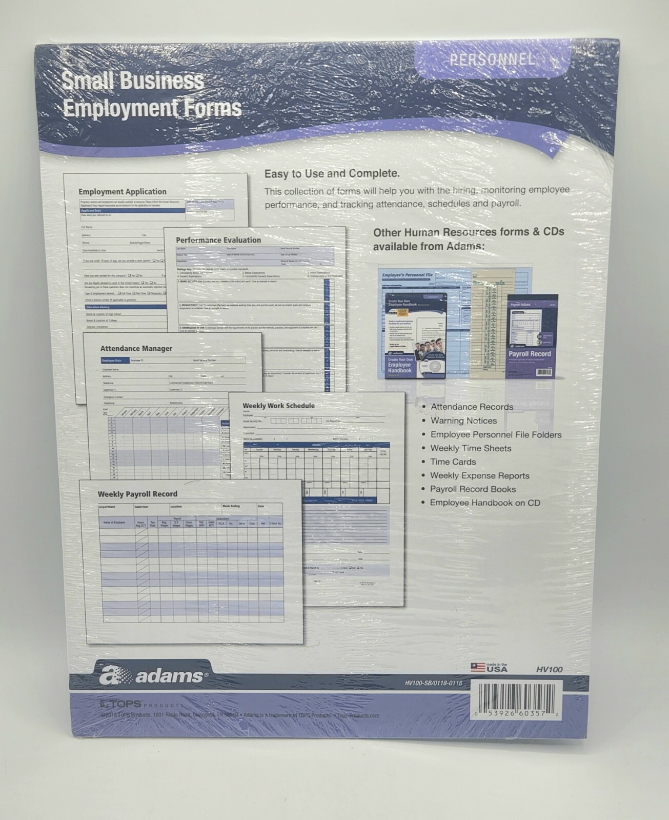 ADAMS Small Business Employment Forms – 20 Form Value Pack – New / Sealed