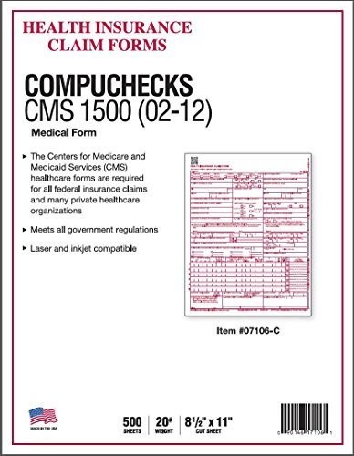 Compuchecks New Cms 1500 Claim Forms – Hcfa (Version 02/12) 1 Pack, white