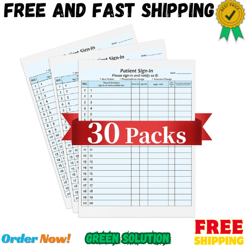 30Packs,Patient Sign in Sheets,HIPAA Compliant,Adhesive Peel-Off Patient Form