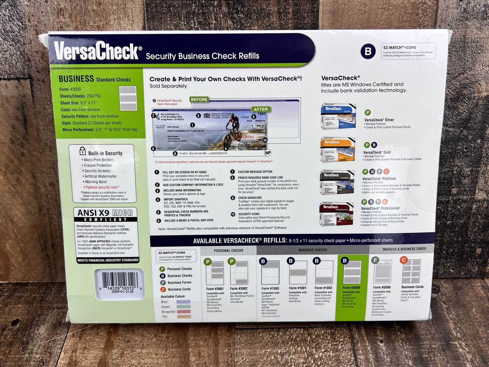 VersaCheck Security Business Check Refills ~ Business Standard Checks Form #3000