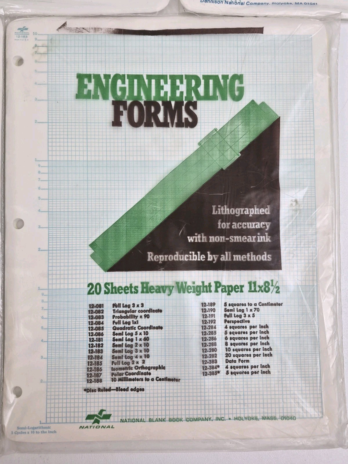 Engineering Forms Logarithmic Graph Paper Lot 100 Sheets 11×8.5 Vintage