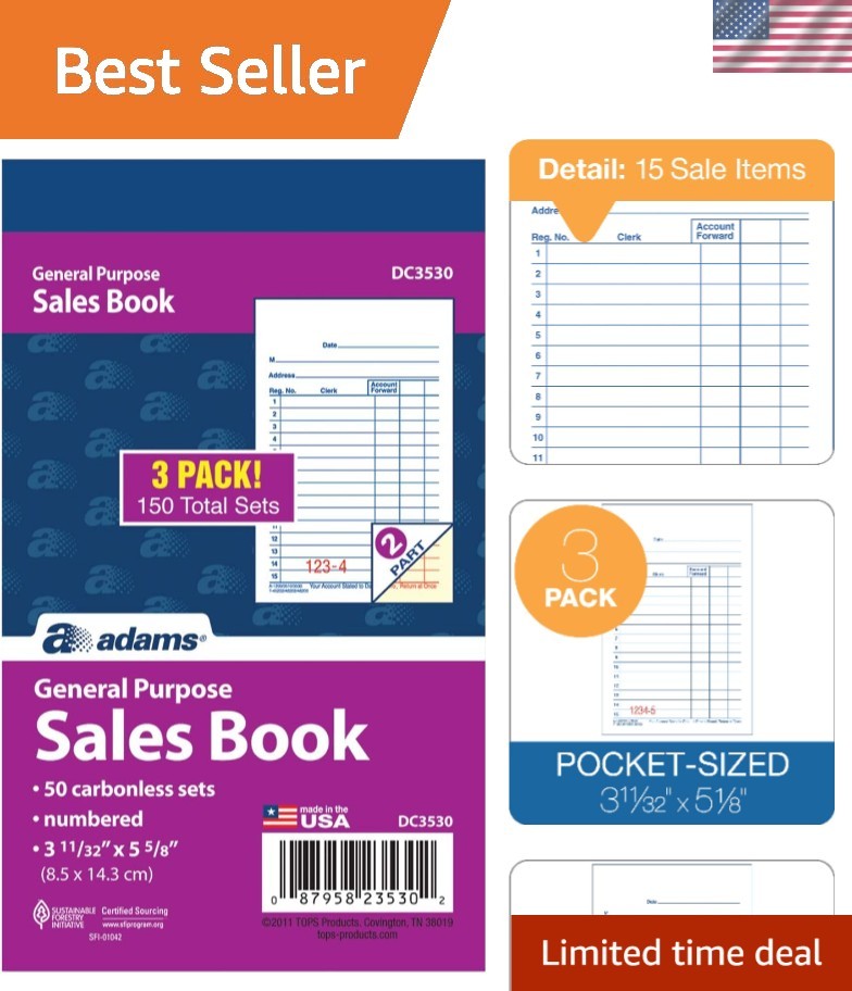 Sales Order Book, Carbonless, 3-11/32 x 5-5/8 – Perfect for Small Business Needs