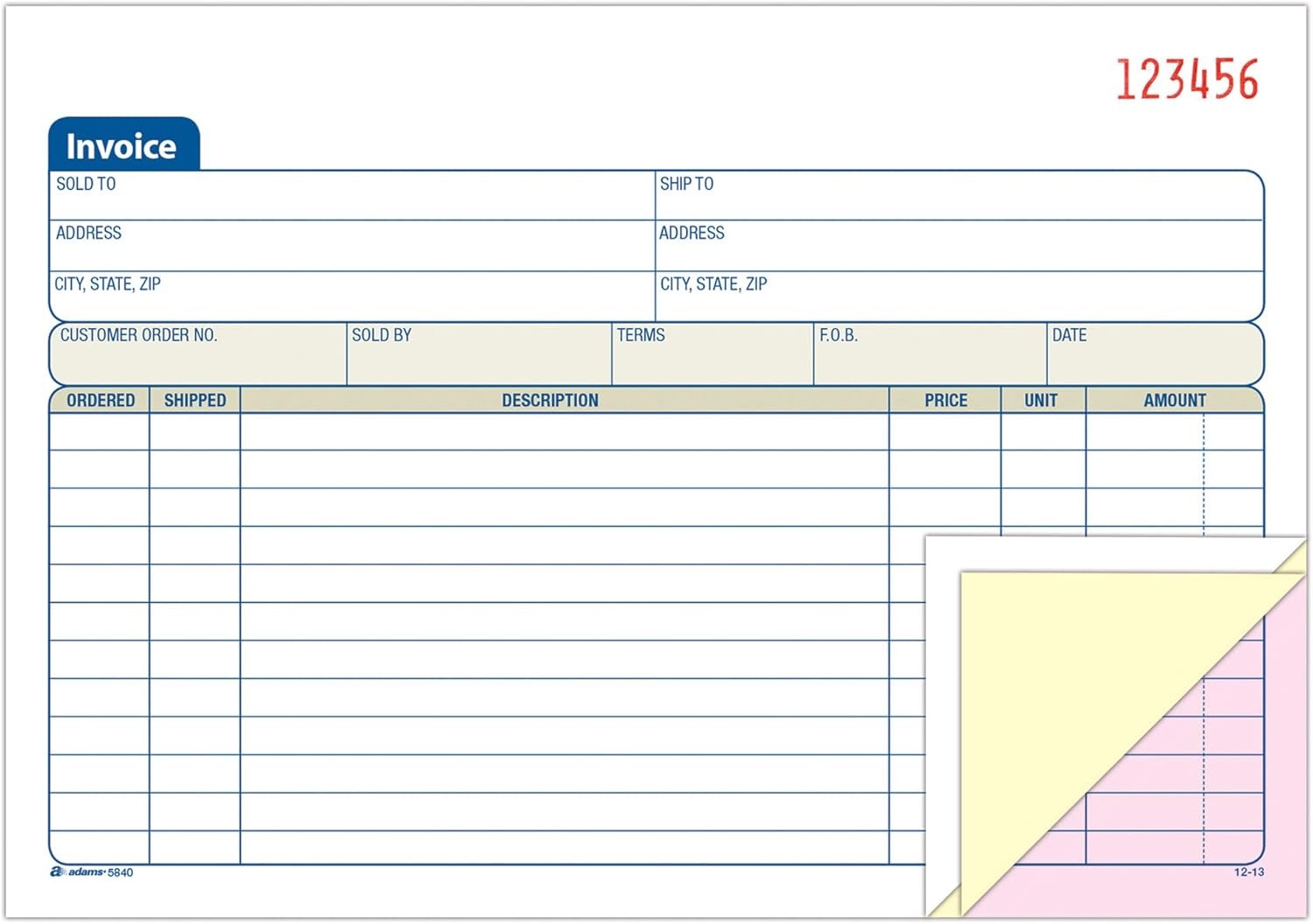 Adams Invoice Book, 3-Part, 1 Count (Pack of 1), White/Canary/Pink