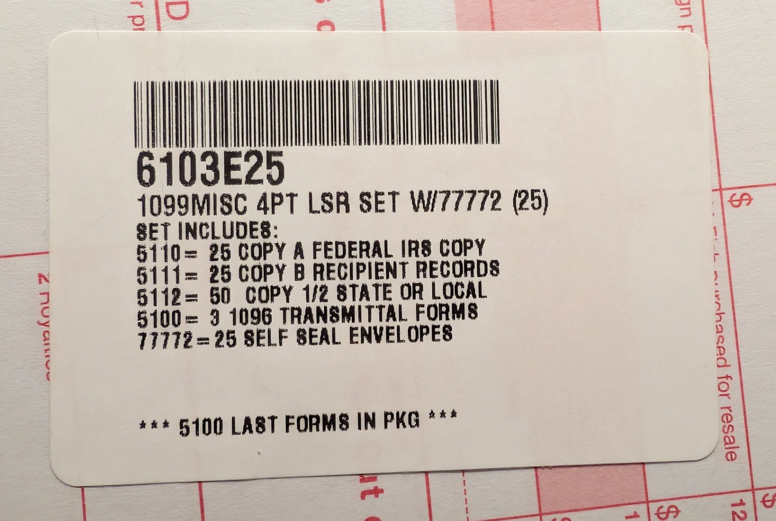 1099 Misc Forms 2025 + Envelopes, 1 to 25 Recipients for 2025 – Free Shipping