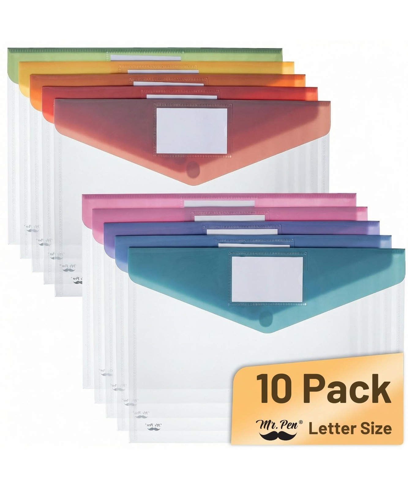 Mr. Pen- Clear Plastic Envelopes File Folders, 10 10 Pack, Multiple Colors