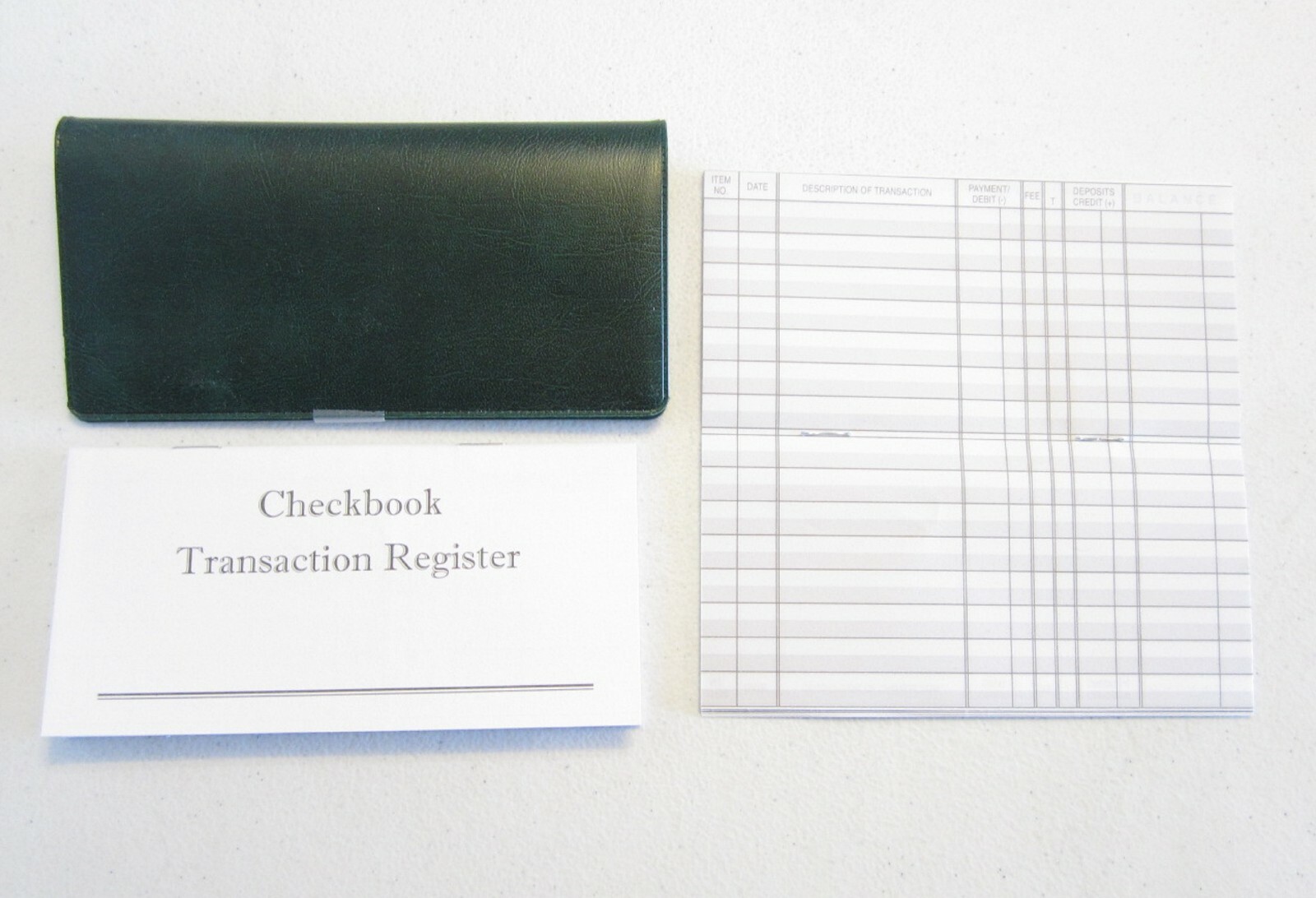 1 NEW GREEN MARBLE VINYL CHECK BOOK COVER & 1 CHECKBOOK TRANSACTION REGISTER
