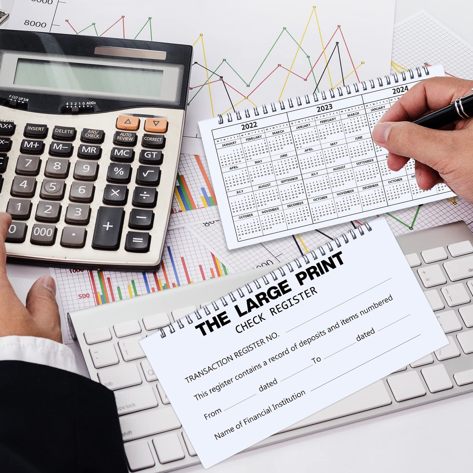 2 Set Totally 50 Sheets Check Registers for Personal Checkbook Large Print Lo…