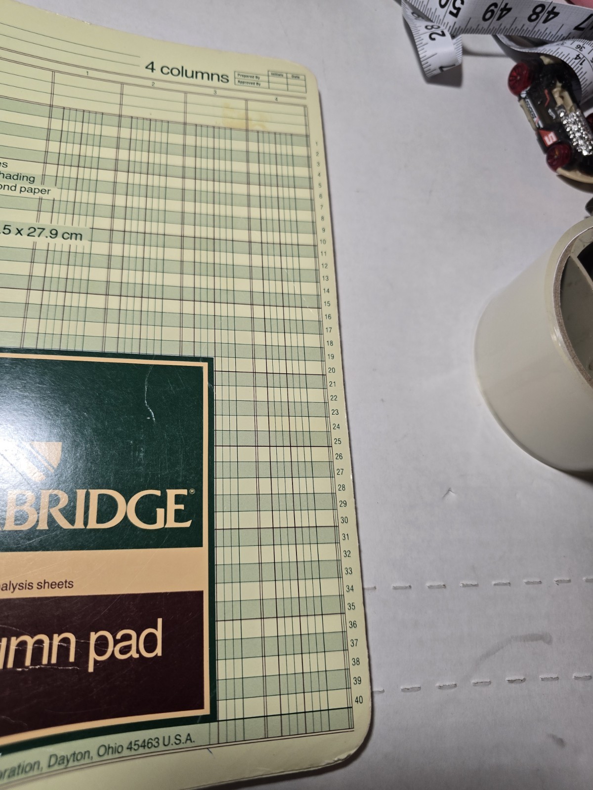 Vintage Mead Cambridge Analysis Sheets 4 Column Pad 50 Sheets; 58244