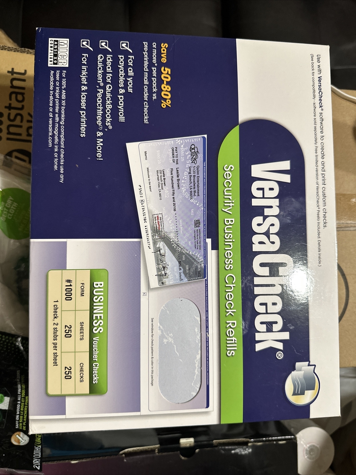 VersaCheck Security Business Check Refills: Form #1000 Business Voucher – Blue