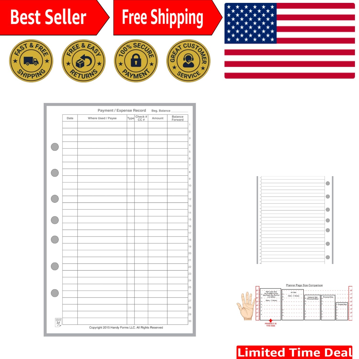 Half-Letter Size Expense Record with 7 Holes – Organize Your Finances Elegantly