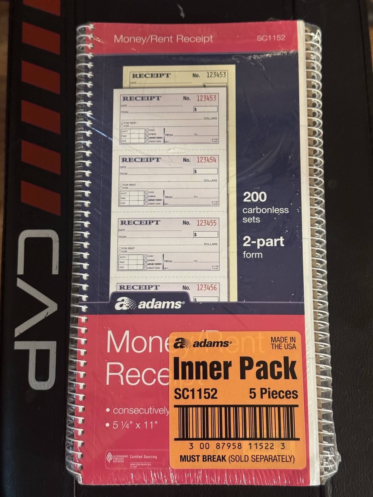 Adams SC1152 Carbonless Receipt Book, 5 1/4″ x 11″, 2-Part, 200 Sets – 5 BOOKS