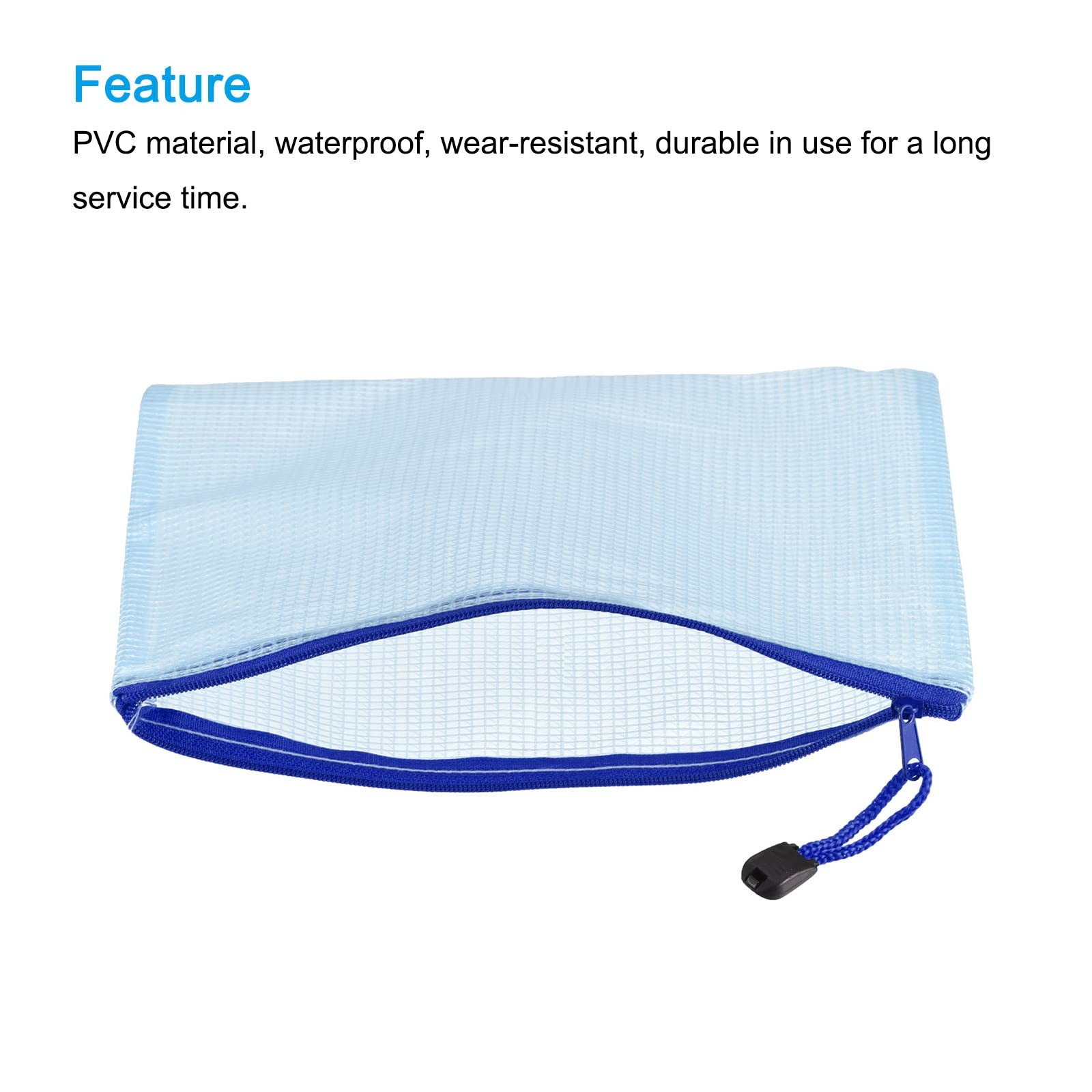 MECCANIXITY Mesh Zipper Bags, B5 Size File Document Pockets Bill B5, Blue