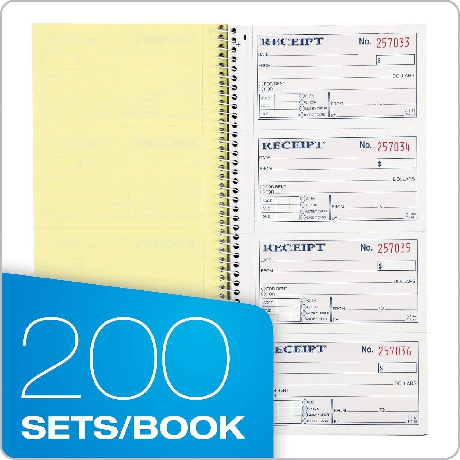 Efficient 2-Part Spiral Bound Receipt Book – 5-1/4″ x 11″ for Cash Transactions