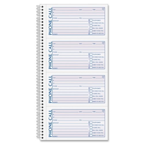Cardinal Brands TOP4003 Phone Call Book 2-Part Carbonless 11×5.5
