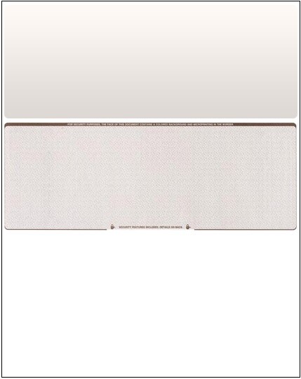 2500 Blank Check Stock Paper – Check in Middle – Brown Diamond