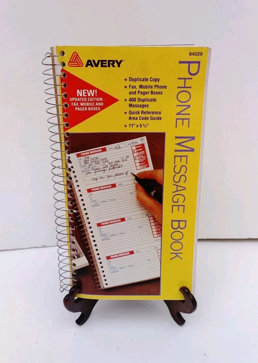 Vintage Avery Phone Message Book 400 Duplicate Copy Yellow Spiral Bound NOS