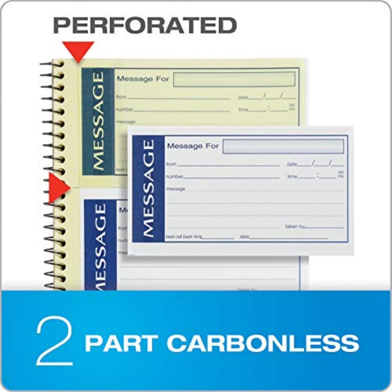 Adams Write ‘N Stick Message Pad, 2-Part, Carbonless, Blue, 5.3″ x 0.3″, Blue