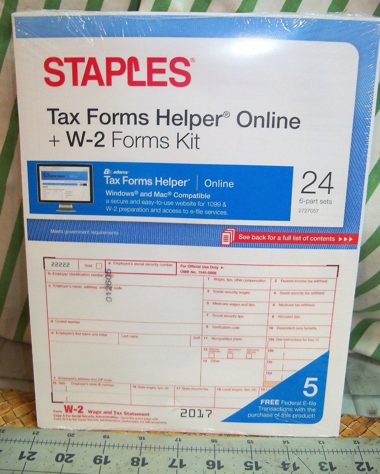 Staples 2017 Tax Forms Helper Online W-2 Forms Kit 24 6 Part Sets Filing PC /Mac