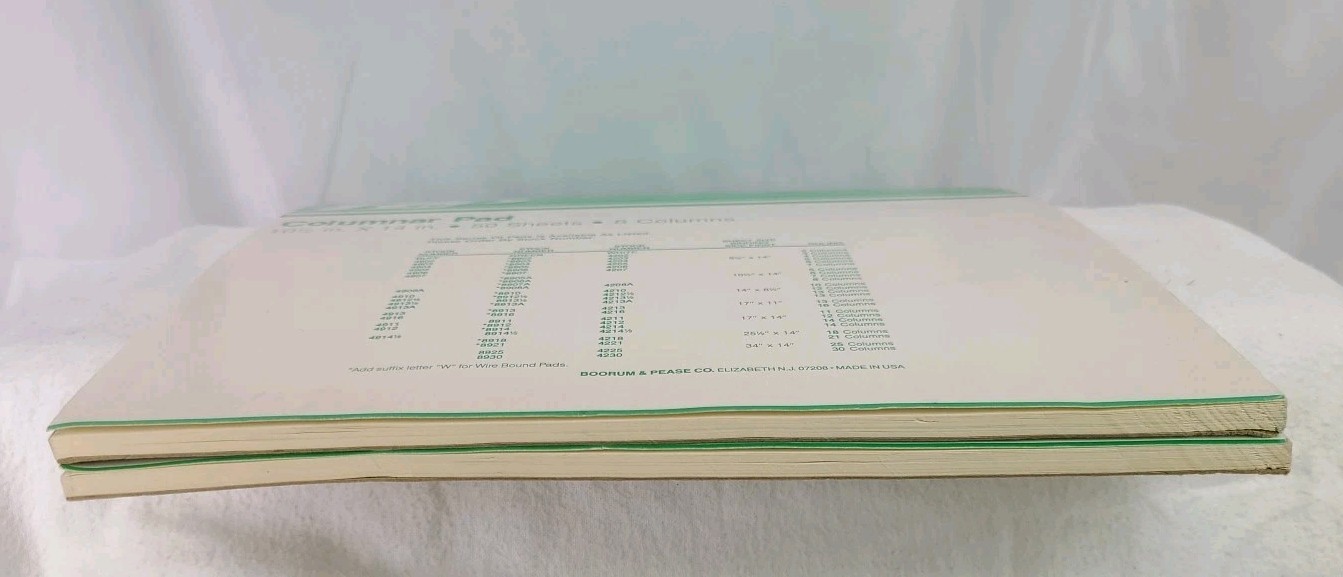 LOT 2 Boorum & Pease 8908A Columnar Pad 8 Columns 50 Sheets Bond Paper 10.5×14
