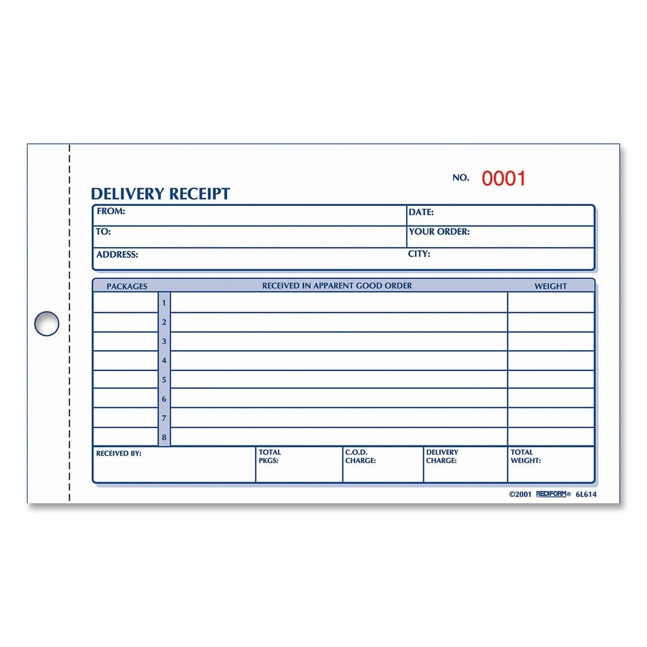 Rediform Carbonless Delivery Receipt Books (RED6L614), 4-1/4″ x 6-3/8″, 50 Forms