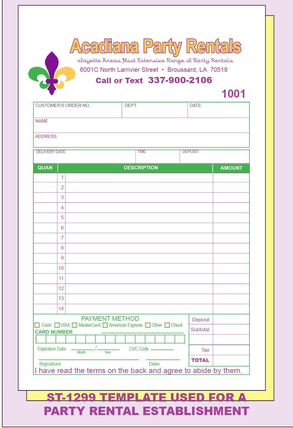 SALES INVOICE CUSTOM PRINTED 2 or 3 Part Carbonless