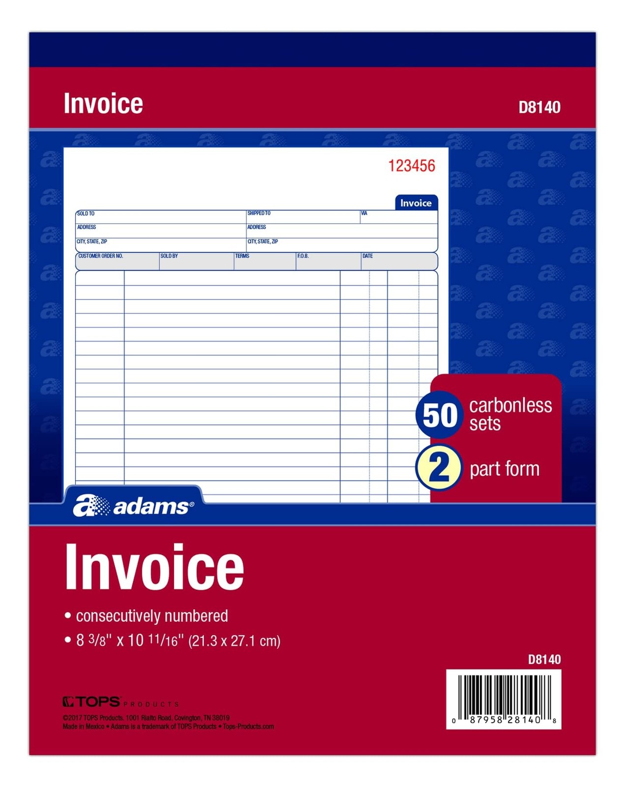 Adams Invoice Book, 8-3/8 x 10-11/16 50 Count (Pack of 1), White/Canary