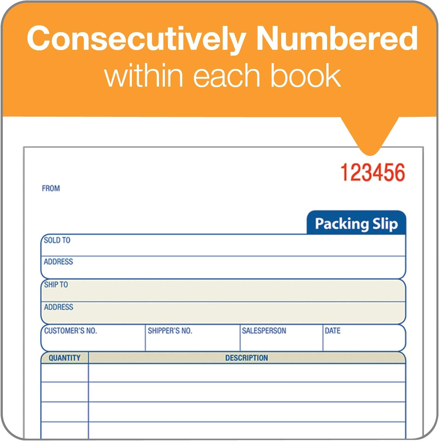 Adams Packing Slip Book, 3-Part, Carbonless, 5-9/16 X 7-5/16 Inches, 50 Sets Pe