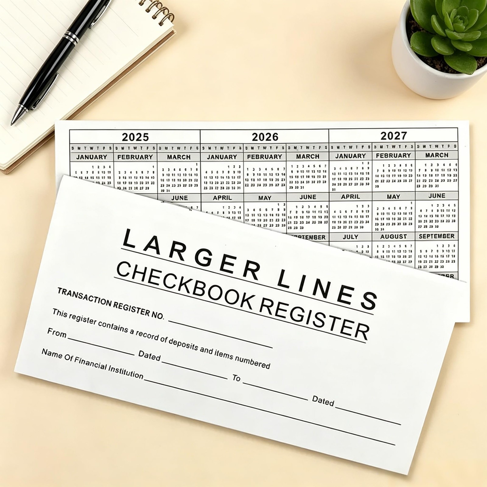 Checkbook Register, Larger Lines Transaction Ledger for Personal or Business …