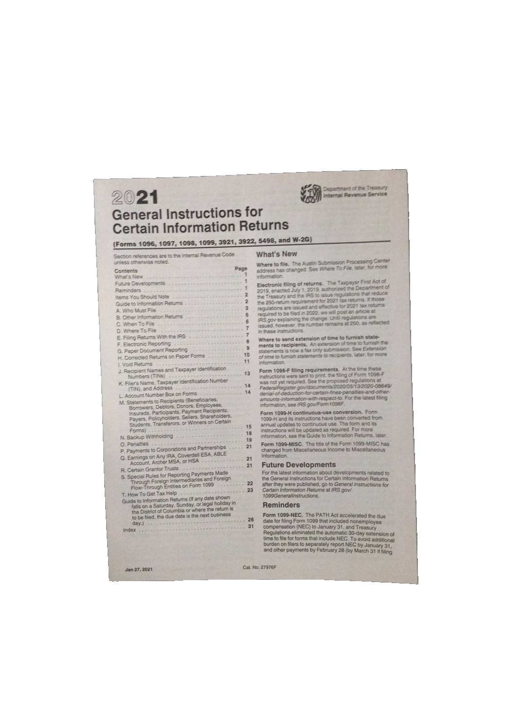 IRS 1099 2021 General Instructions – Official Tax Form Guide Booklet