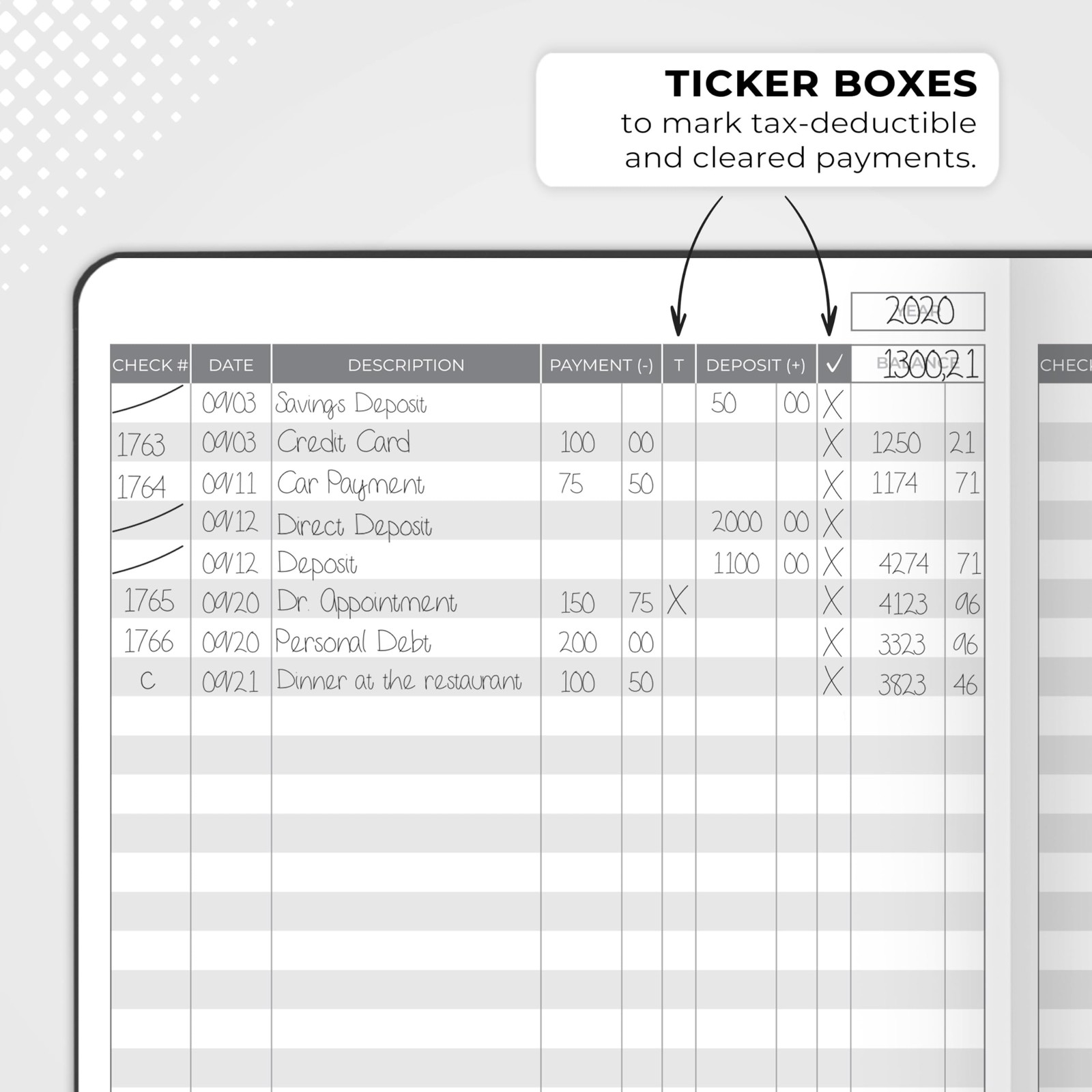 Clever Fox Check Register Book – Deluxe Transaction A5 (5.8” x 8.3”), Black
