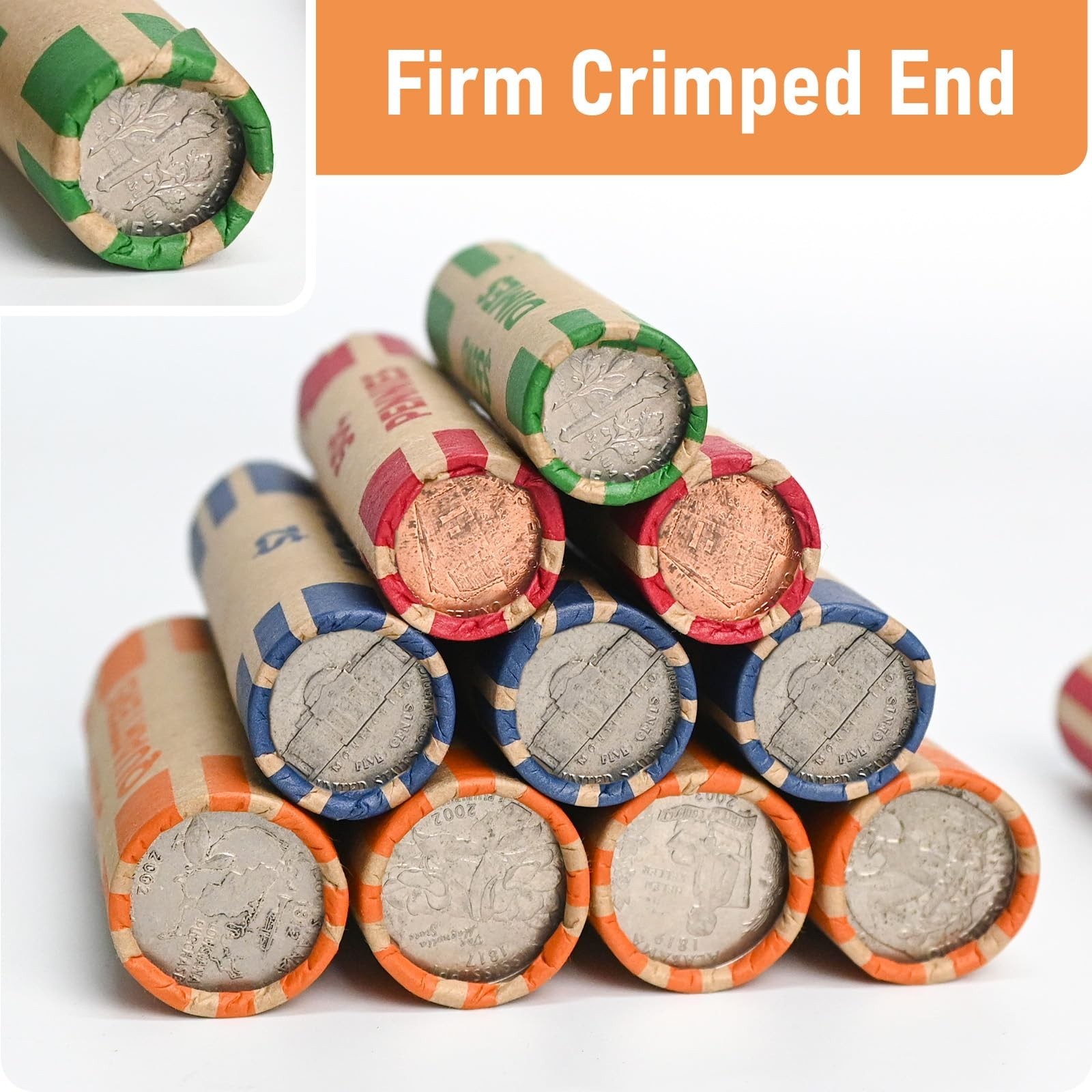 THEBLUETOUCH Preformed Coin Wrappers Rolls, Easy-Read Design with Larger Prin…