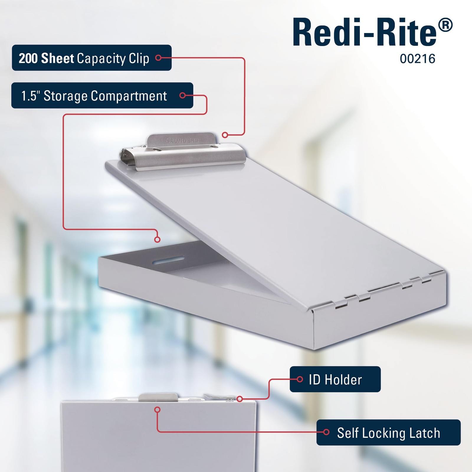 Saunders Recycled Aluminum Memo Size Clipboard with Storage, Memo, Silver