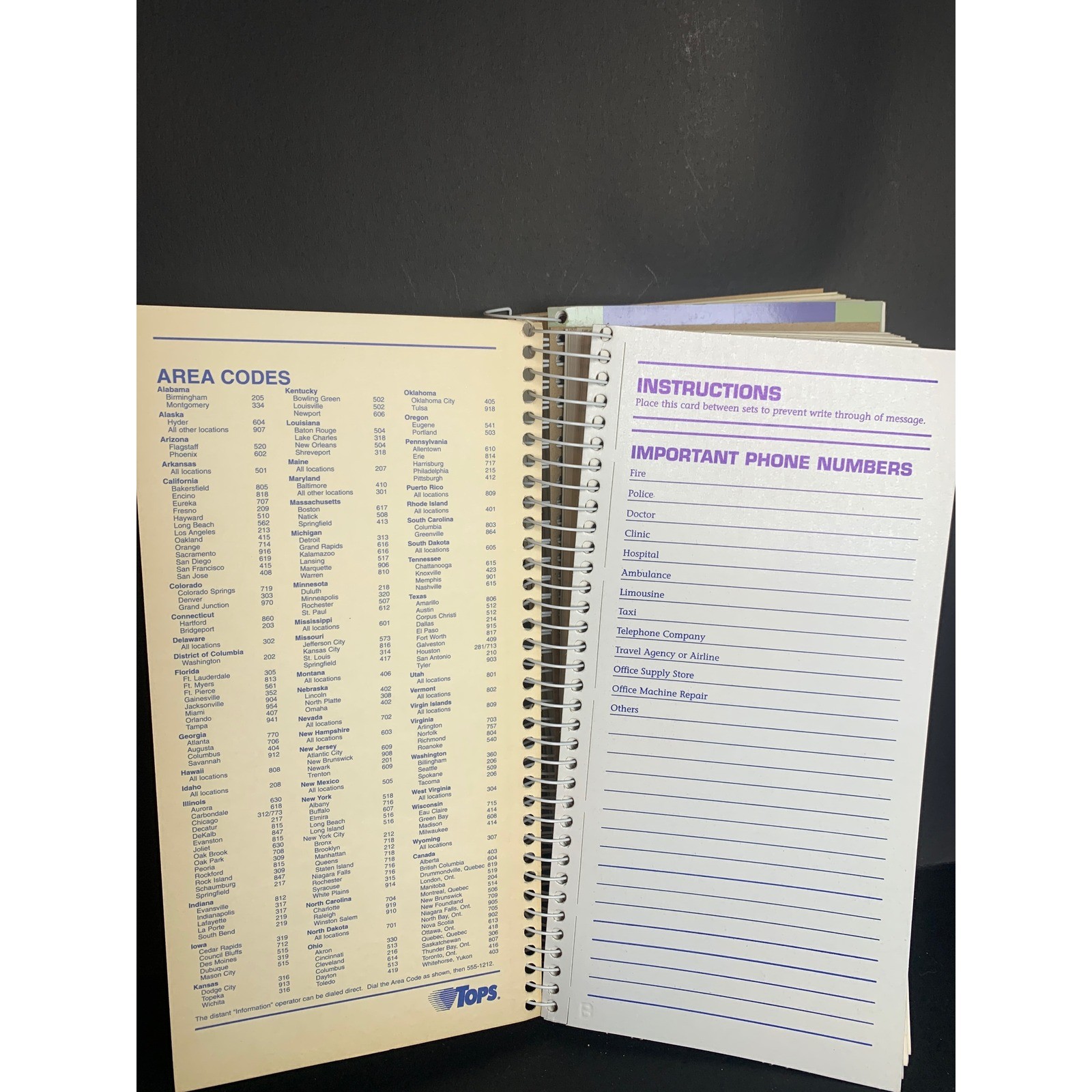 Vintage 2 TOPS 4008 Phone Message Book 600 Duplicate Sets Carbonless Spiral 90s