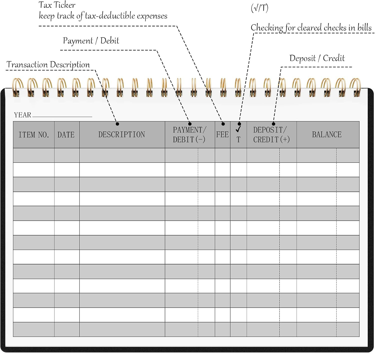 Check Register Checkbook Income Expense Ledger Log Checking Account Register