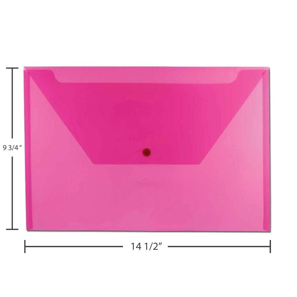 JAM PAPER Plastic Envelopes with Snap Closure – Legal Size, Assorted 6 Pack