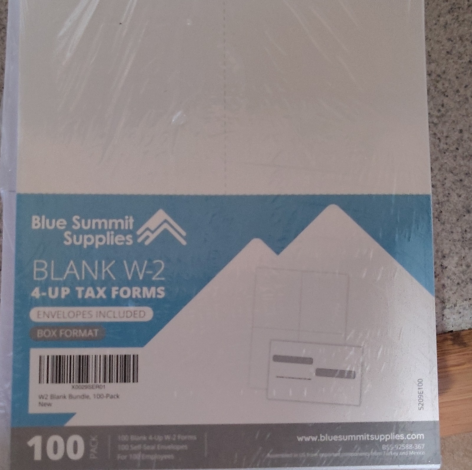 Blue Summit Supplies Blank W-2 4-Up Tax Forms with Envelopes 100 Pack
