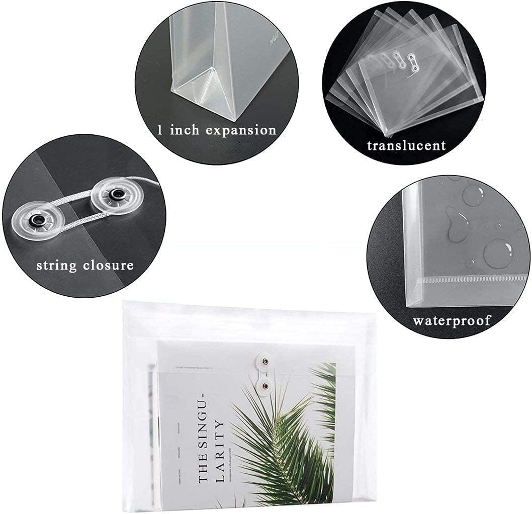 18 Packs Legal Size Plastic Filing Envelopes Clear File Folders with 18pcs