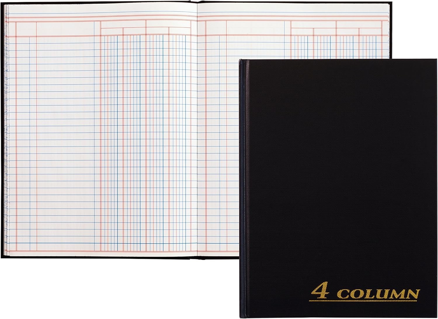 Account Book, 4-Column, Black Cloth Cover, 9.25 X 7 Inches, 80 Pages per Book (A