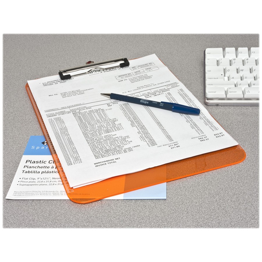 Sparco SPR01867 Translucent Clipboard 9×12 Neon Green