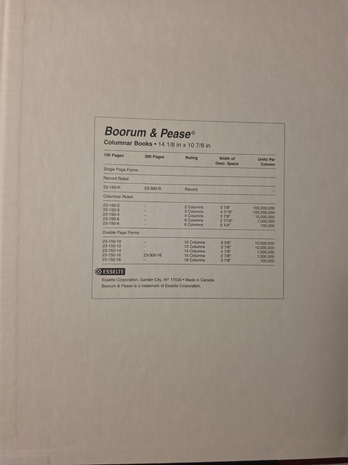 Boorum & Pease Columar Books 14 1/8×10 7/8 80 Pages 1-7 not included hardcover
